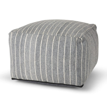 Mercana - Kensie Large Blue Striped Pouf - 70378 view 1