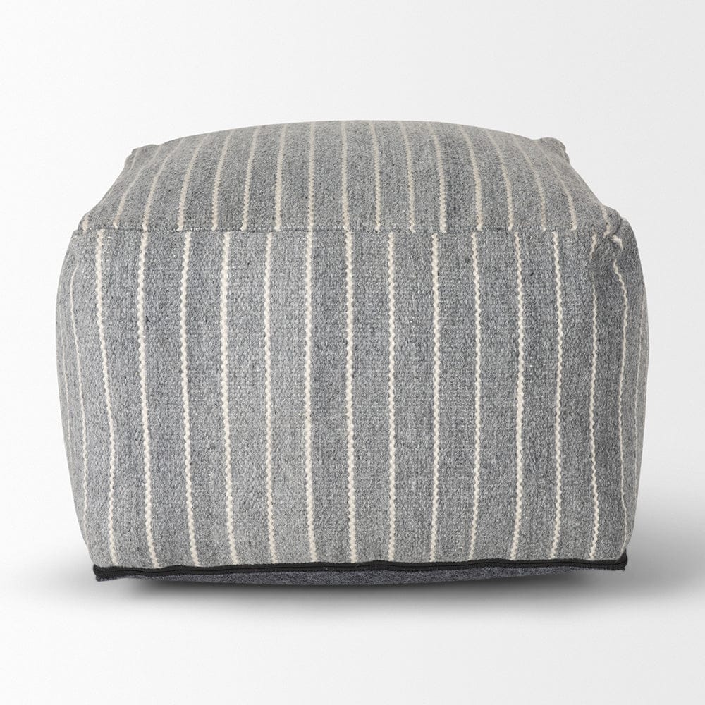 Mercana - Kensie Large Blue Striped Pouf - 70378 view 2