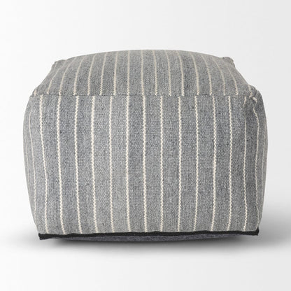 Mercana - Kensie Large Blue Striped Pouf - 70378 view 2