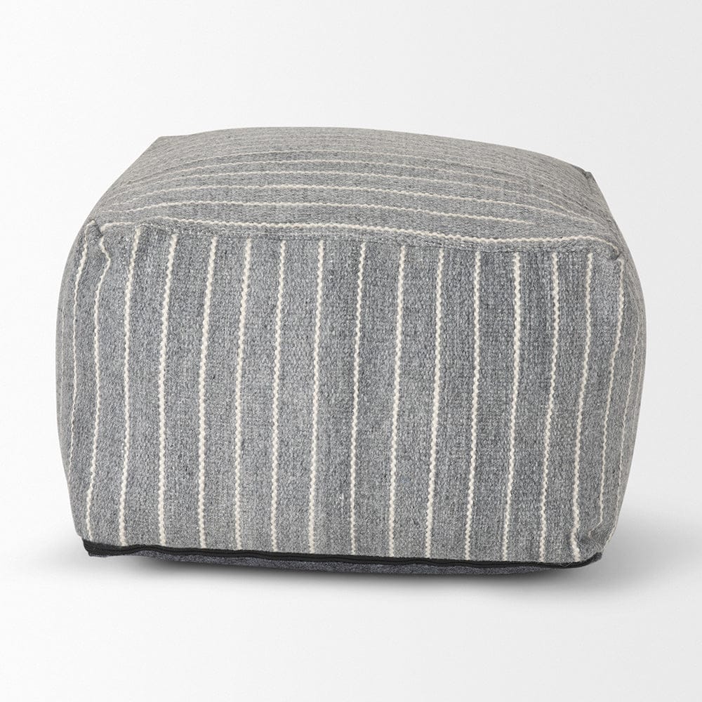 Mercana - Kensie Large Blue Striped Pouf - 70378 view 3