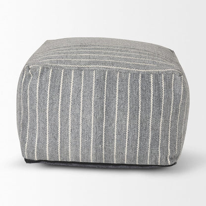 Mercana - Kensie Large Blue Striped Pouf - 70378 view 3