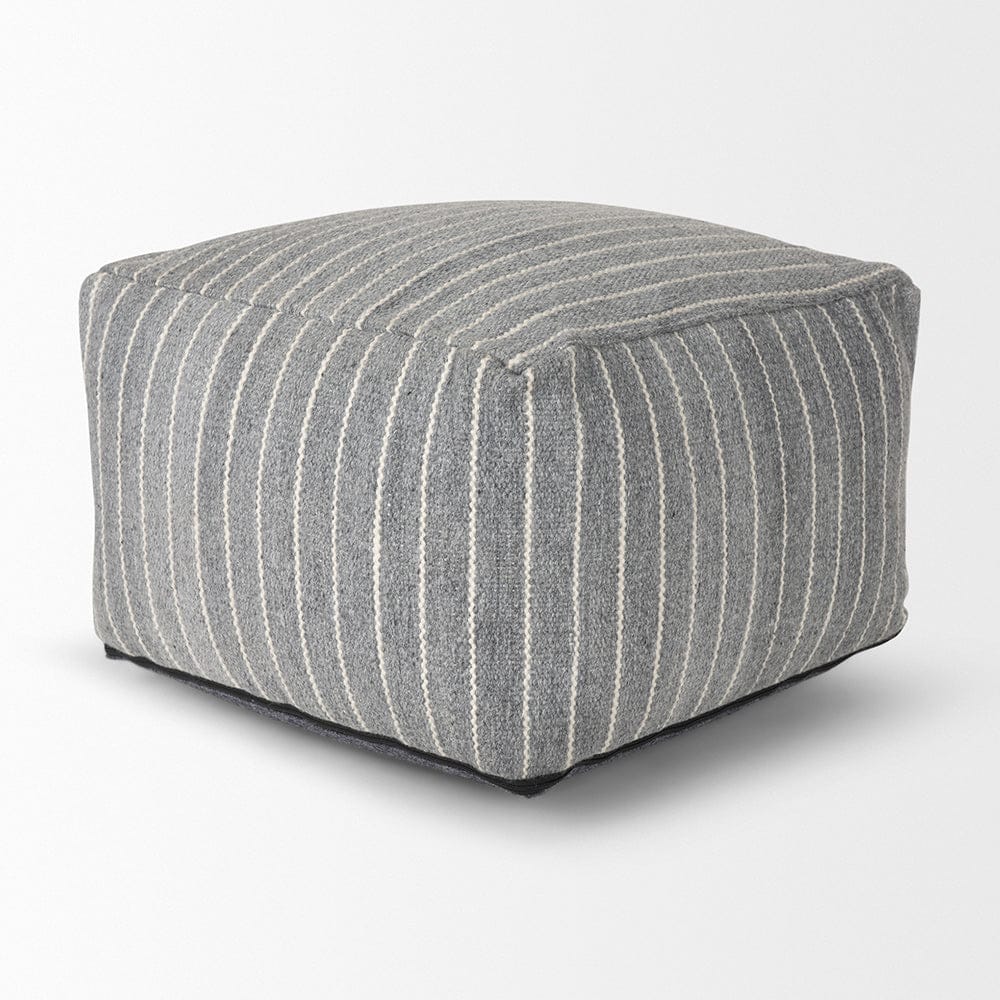 Mercana - Kensie Large Blue Striped Pouf - 70378 view 4