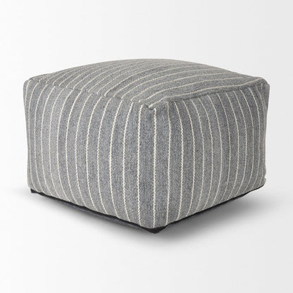 Mercana - Kensie Large Blue Striped Pouf - 70378 view 4