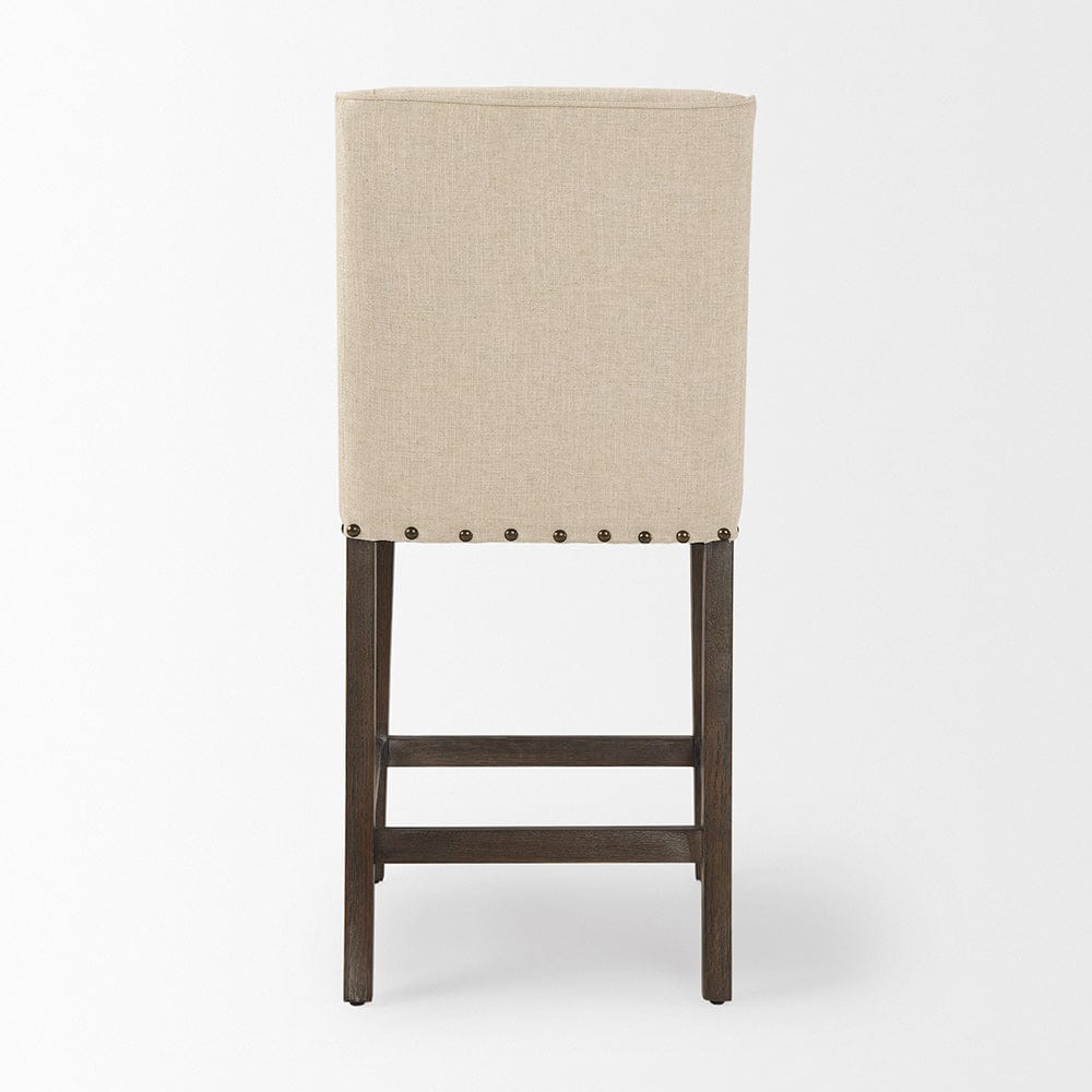 Mercana - Kensington Cream Fabric Seat Brown Wood Frame Counter Stool - 70244_CLOSEOUT view 4