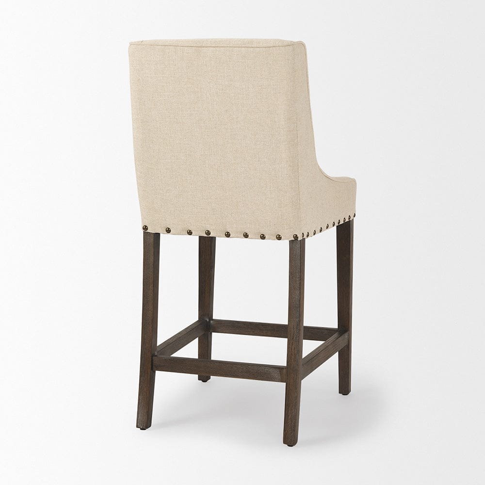 Mercana - Kensington Cream Fabric Seat Brown Wood Frame Counter Stool - 70244_CLOSEOUT view 5