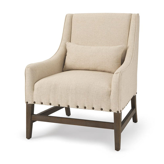 Mercana - Kensington Cream Linen Fabric and Wood Accent Chair - 70243_CLOSEOUT view 1