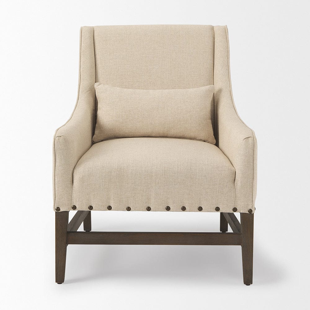 Mercana - Kensington Cream Linen Fabric and Wood Accent Chair - 70243_CLOSEOUT view 2