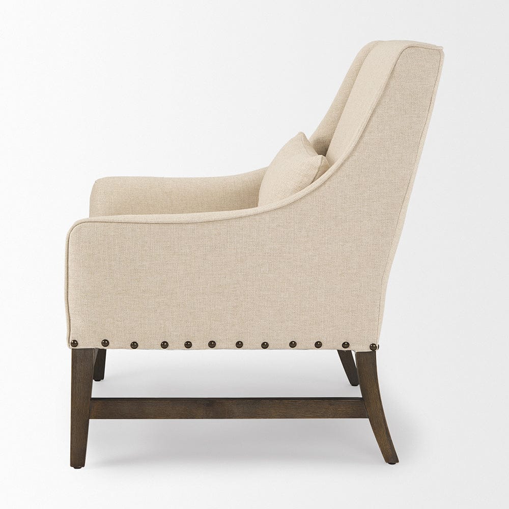 Mercana - Kensington Cream Linen Fabric and Wood Accent Chair - 70243_CLOSEOUT view 3