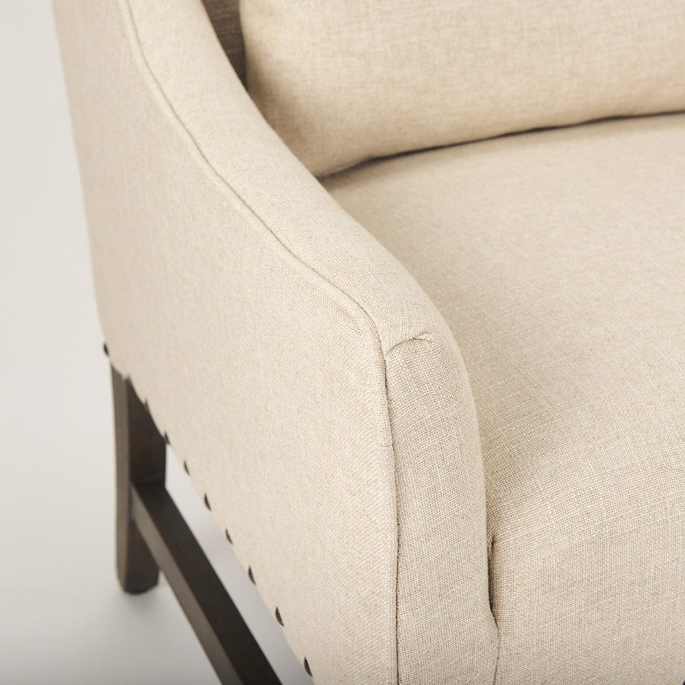 Mercana - Kensington Cream Linen Fabric and Wood Accent Chair - 70243_CLOSEOUT view 9