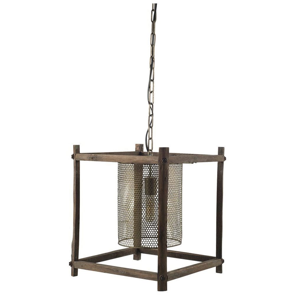 Mercana - Keppler 16L x 16W x 18.3H Perforated Metal and Wood Pendant Light - 65460_CLOSEOUT view 1