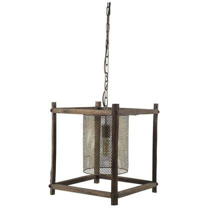Mercana - Keppler 16L x 16W x 18.3H Perforated Metal and Wood Pendant Light - 65460_CLOSEOUT view 1