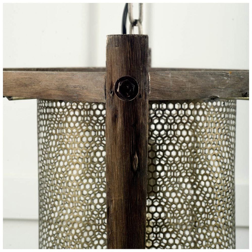 Mercana - Keppler 16L x 16W x 18.3H Perforated Metal and Wood Pendant Light - 65460_CLOSEOUT view 3