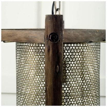 Mercana - Keppler 16L x 16W x 18.3H Perforated Metal and Wood Pendant Light - 65460_CLOSEOUT view 3