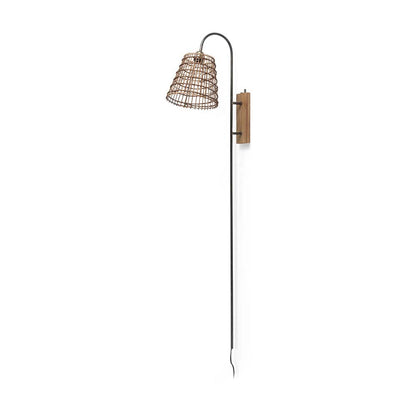 Mercana - Kiley 28.0L x 7.0W x 15.6H Brown Woven Shade W/Black Metal Wall Sconce - 70045 view 1