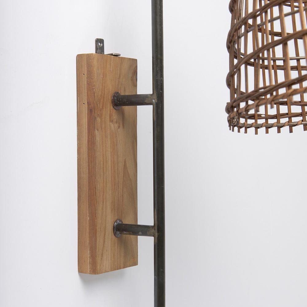 Mercana - Kiley 28.0L x 7.0W x 15.6H Brown Woven Shade W/Black Metal Wall Sconce - 70045 view 4