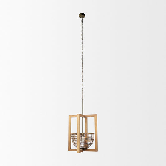 Mercana - Kiley Warm Wood Basket Lantern Pendant Light - 70044 view 2