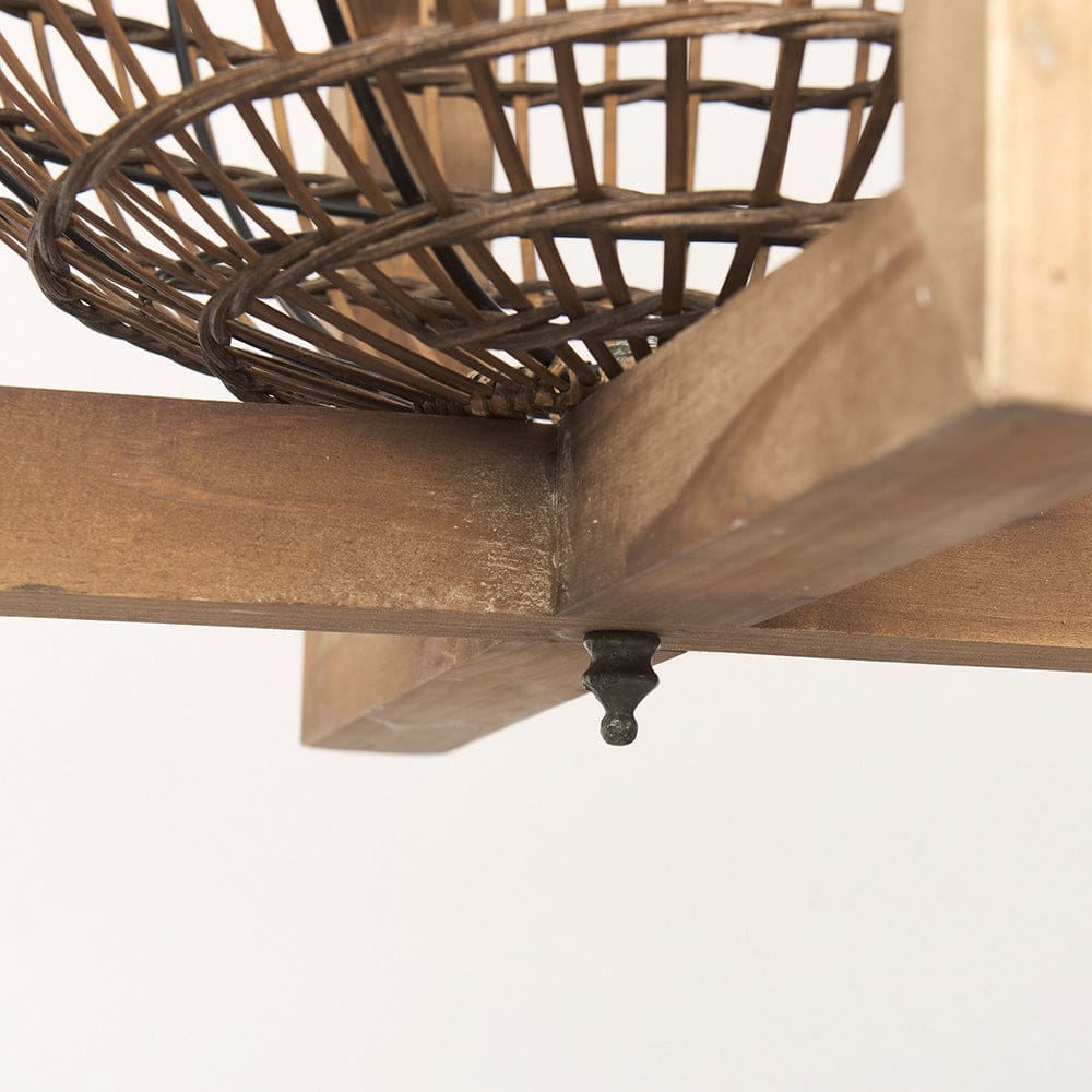 Mercana - Kiley Warm Wood Basket Lantern Pendant Light - 70044 view 9