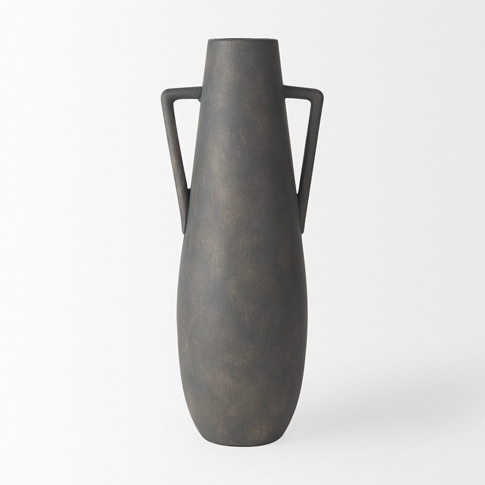 Mercana - Kilian Tall Matte Brown-Gray Double Ear Vase - 70085 view 2