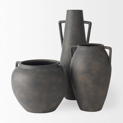Mercana - Kilian Tall Matte Brown-Gray Double Ear Vase - 70085 view 10