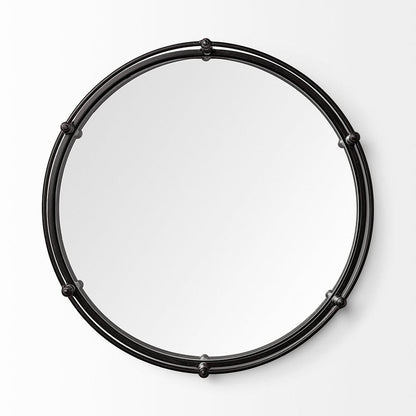 Mercana - Kimbel 24L x 24W Black Metal Mirrored Base Round Tray - 57237 view 7