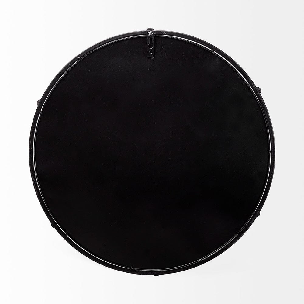 Mercana - Kimbel 24L x 24W Black Metal Mirrored Base Round Tray - 57237 view 8
