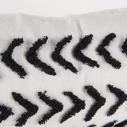 Mercana - Kimia 14L x 26W White and Black Fabric Herringbone and Fringed Decorative Pillow Cover - 69438 view 7