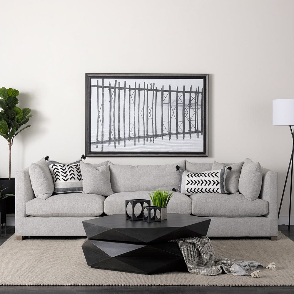 Mercana - Kimia 14L x 26W White and Black Fabric Herringbone and Fringed Decorative Pillow Cover - 69438 view 10