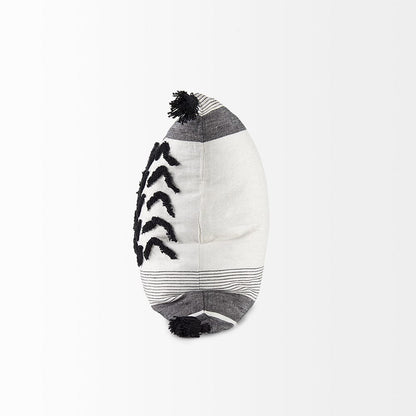 Mercana - Kimia 20L x 20W White and Black Fabric Herringbone and Fringed Decorative Pillow Cover - 69439 view 3