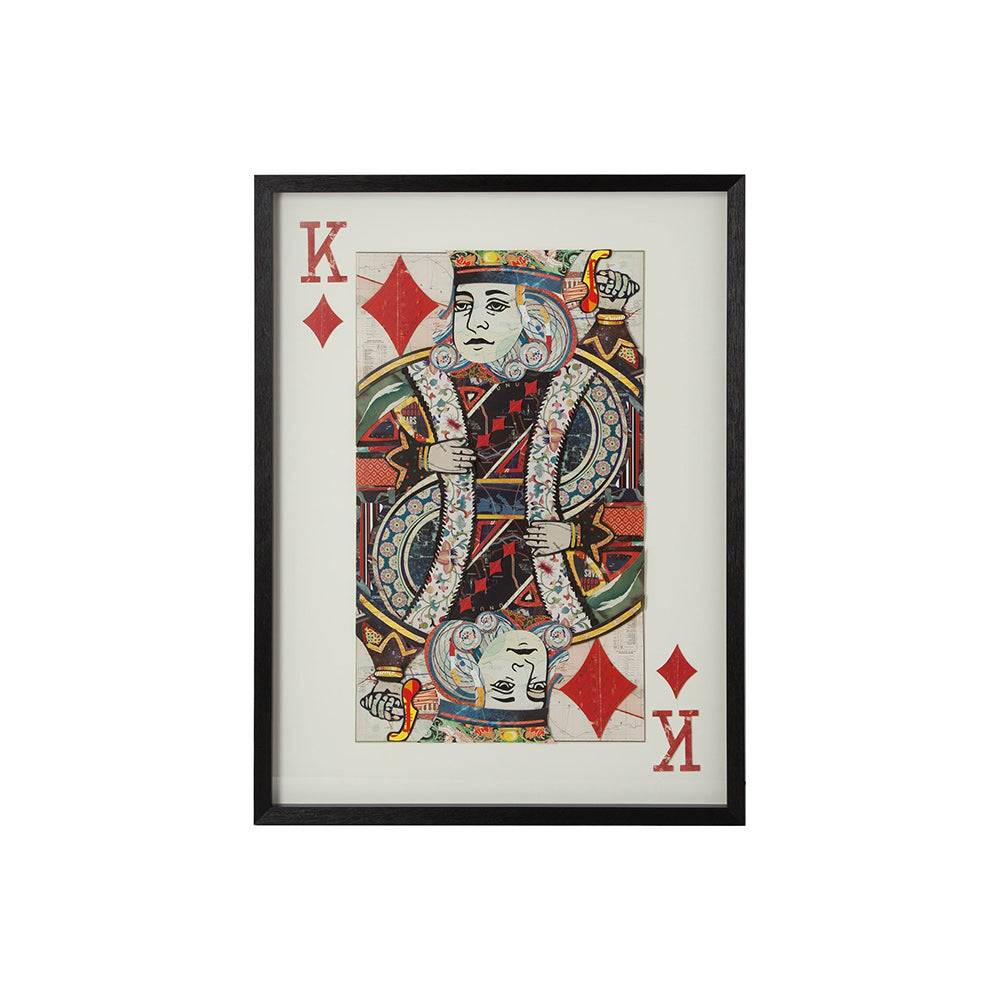 Mercana - King of Diamonds II Playing Card a Paper Mosaik Collage Framed Art under Glass - 67733 view 2