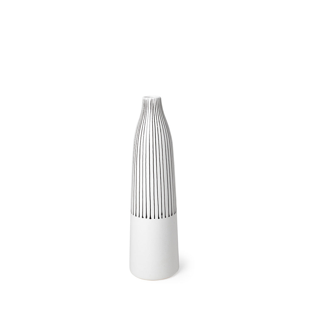 Mercana - Kira I Small White Pinstripe Ceramic Vase - 68625 view 1
