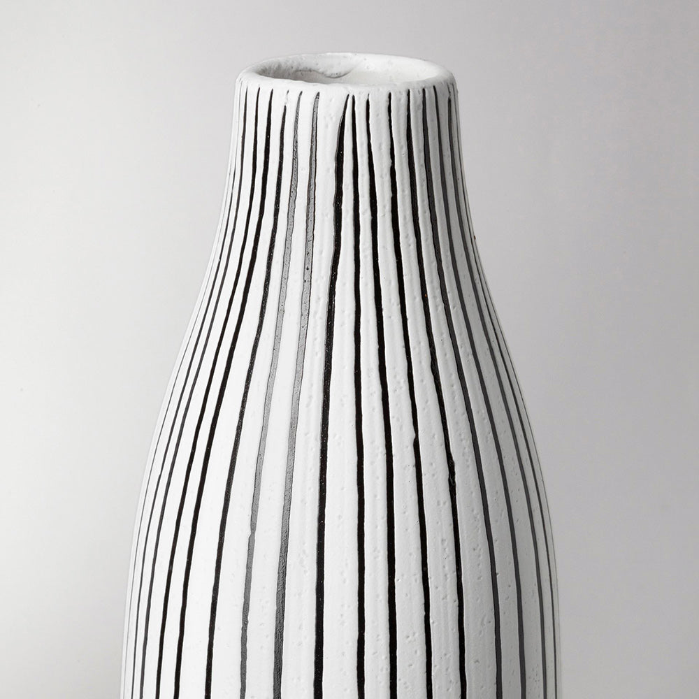 Mercana - Kira I Small White Pinstripe Ceramic Vase - 68625 view 3