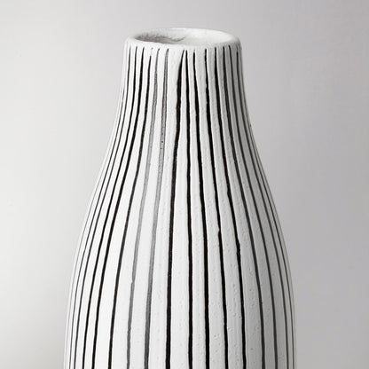 Mercana - Kira I Small White Pinstripe Ceramic Vase - 68625 view 3
