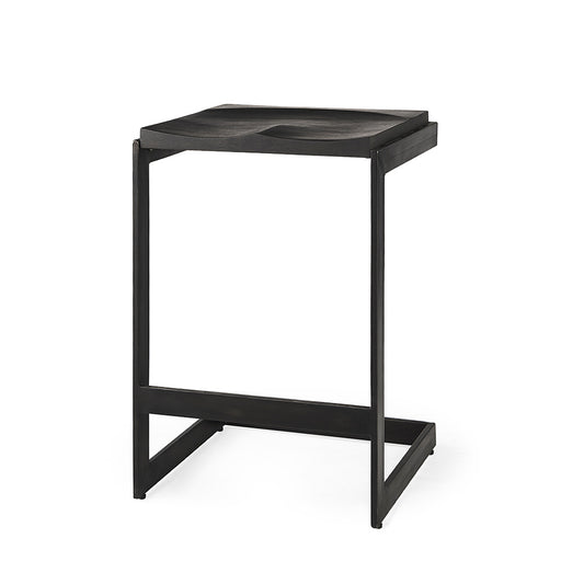 Mercana - Kiran 17L x 17W x 26H Black Wood W/ Black Metal Base C-Shape Counter Stool - 69175_CLOSEOUT view 1