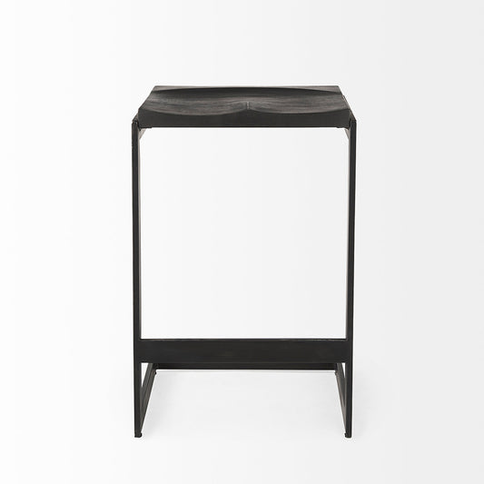 Mercana - Kiran 17L x 17W x 26H Black Wood W/ Black Metal Base C-Shape Counter Stool - 69175_CLOSEOUT view 2