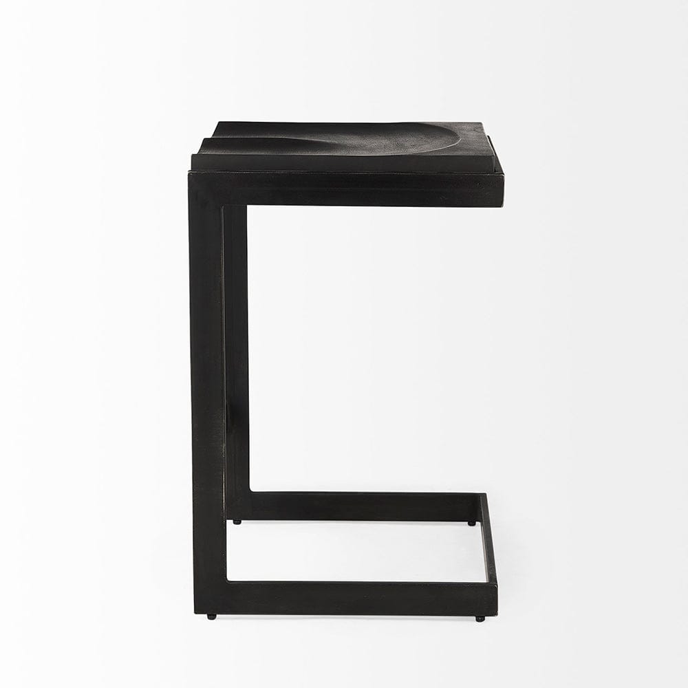 Mercana - Kiran 17L x 17W x 26H Black Wood W/ Black Metal Base C-Shape Counter Stool - 69175_CLOSEOUT view 3