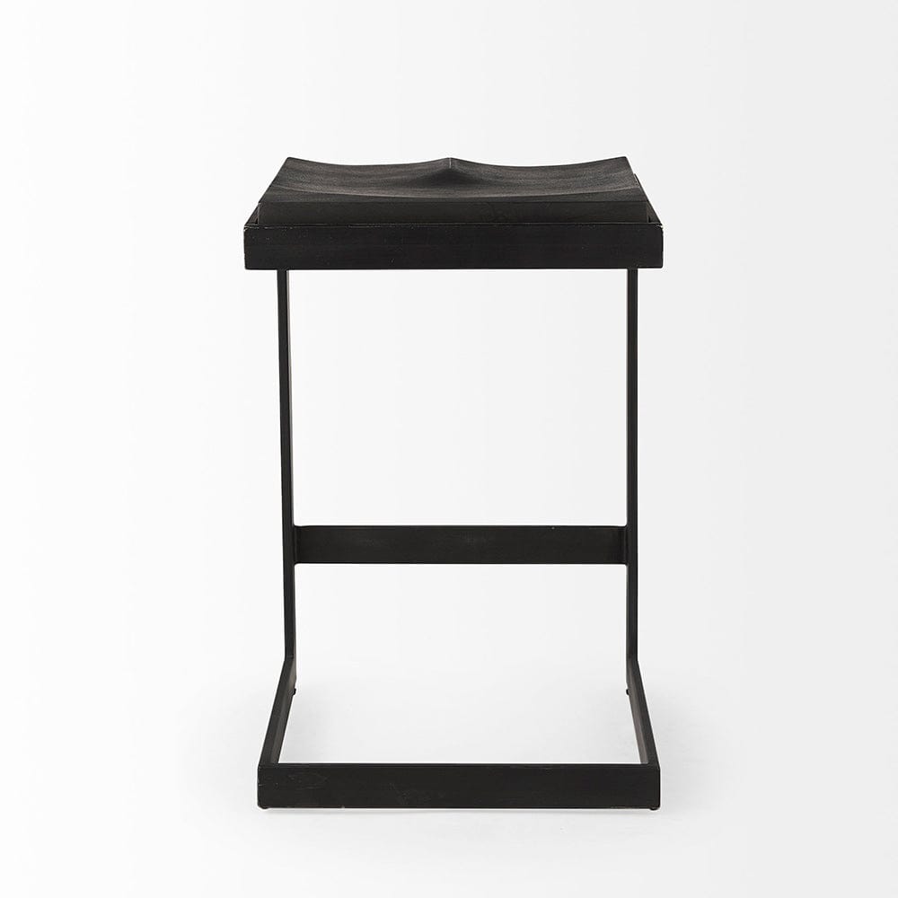 Mercana - Kiran 17L x 17W x 26H Black Wood W/ Black Metal Base C-Shape Counter Stool - 69175_CLOSEOUT view 4