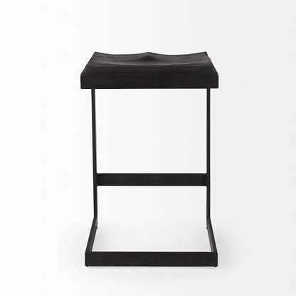 Mercana - Kiran 17L x 17W x 26H Black Wood W/ Black Metal Base C-Shape Counter Stool - 69175_CLOSEOUT view 4