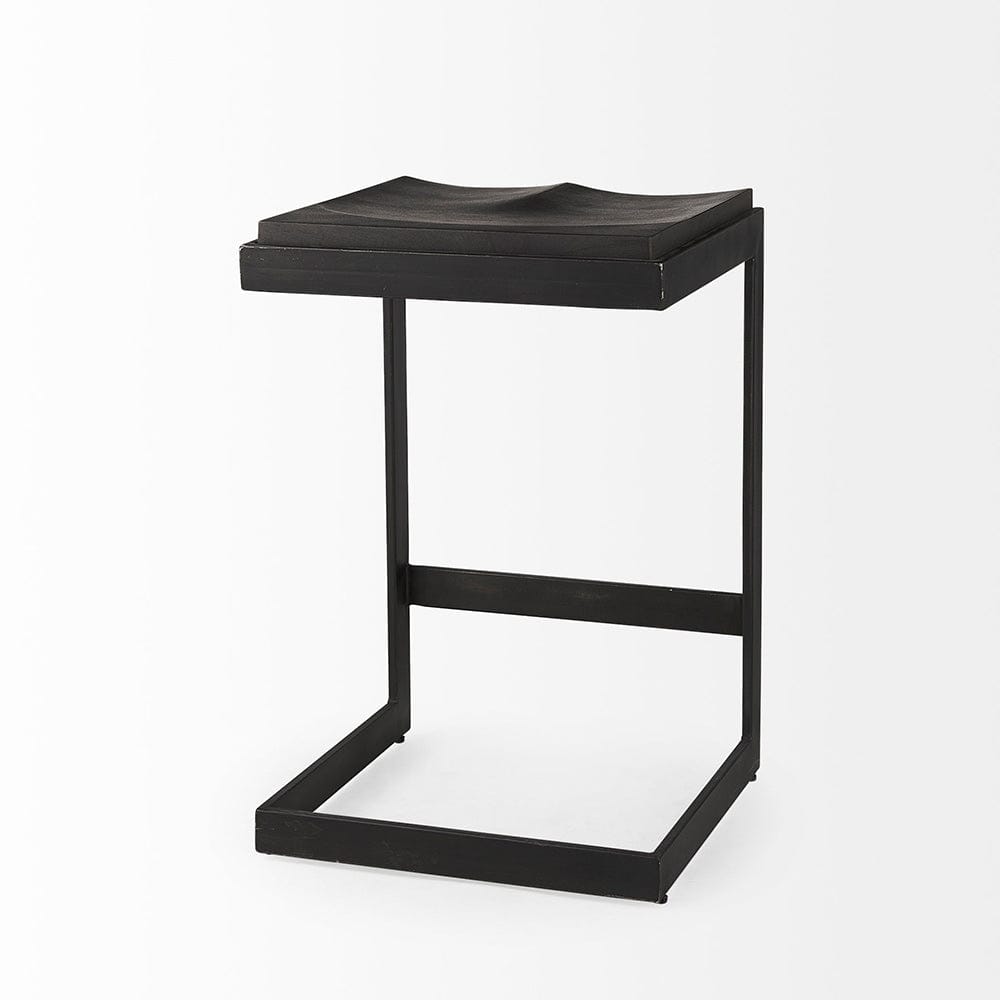 Mercana - Kiran 17L x 17W x 26H Black Wood W/ Black Metal Base C-Shape Counter Stool - 69175_CLOSEOUT view 5
