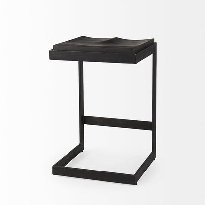 Mercana - Kiran 17L x 17W x 26H Black Wood W/ Black Metal Base C-Shape Counter Stool - 69175_CLOSEOUT view 5
