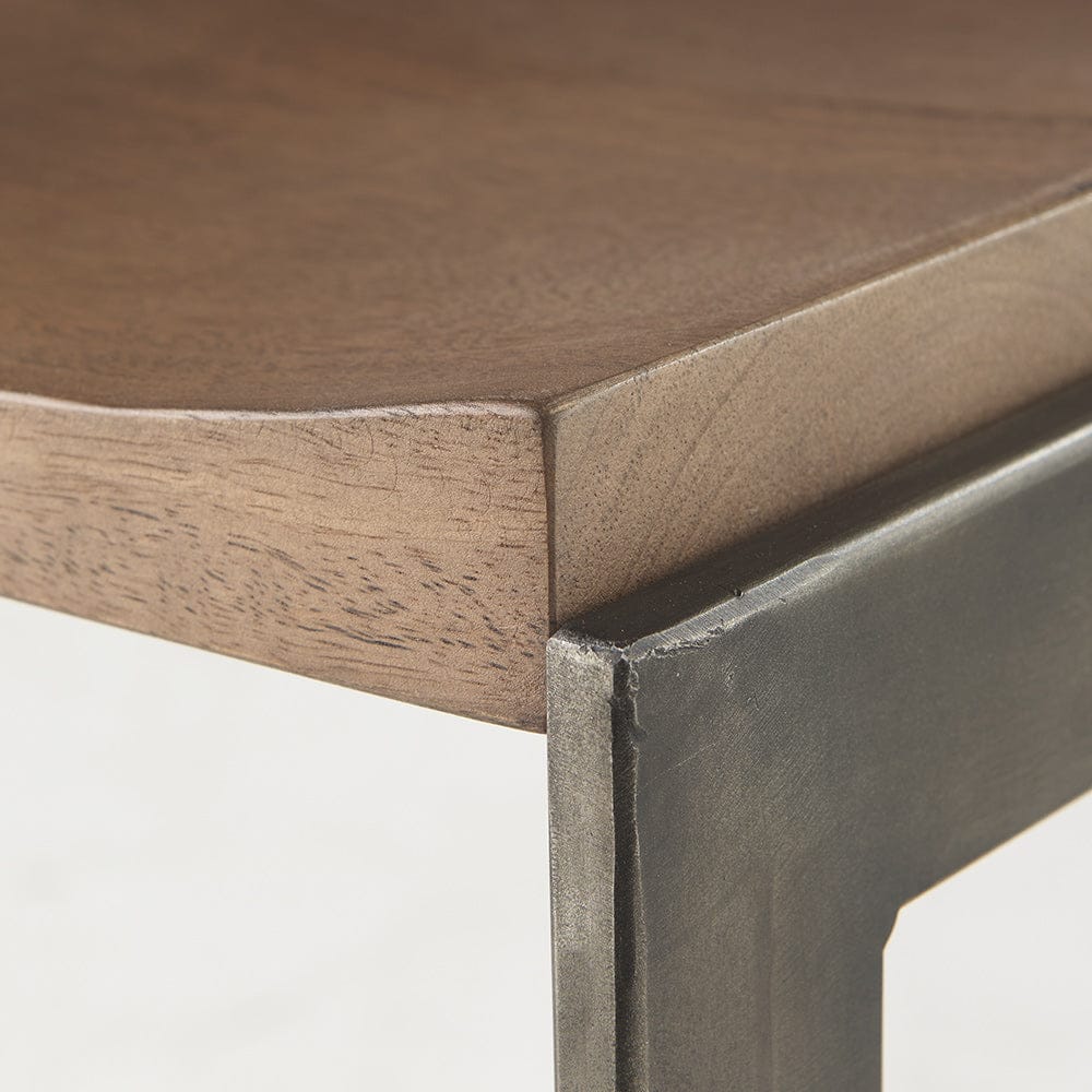 Mercana - Kiran 17L x 17W x 26H Medium Brown Wood W/ Antique Nickel Finished Metal Frame Counter Stool - 69174_CLOSEOUT view 6