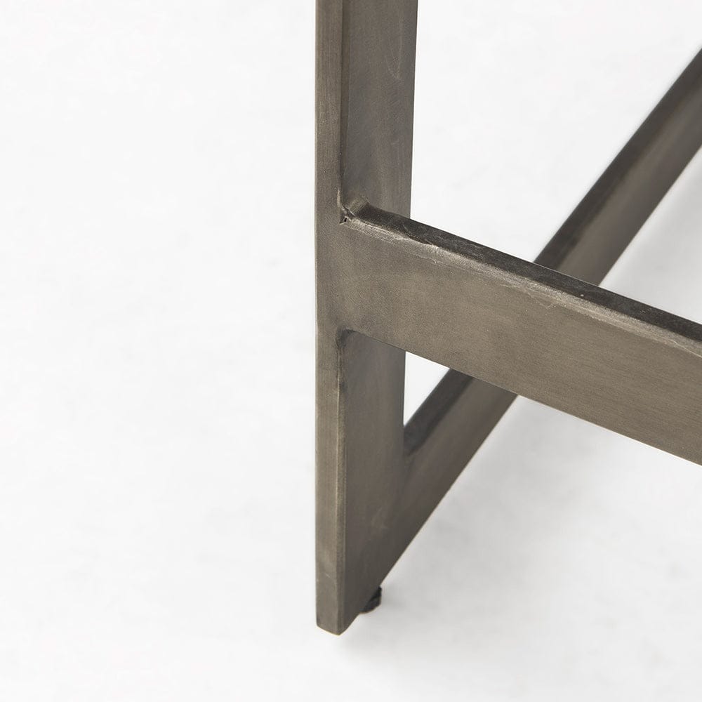 Mercana - Kiran 17L x 17W x 26H Medium Brown Wood W/ Antique Nickel Finished Metal Frame Counter Stool - 69174_CLOSEOUT view 8