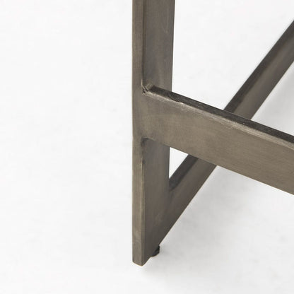 Mercana - Kiran 17L x 17W x 26H Medium Brown Wood W/ Antique Nickel Finished Metal Frame Counter Stool - 69174_CLOSEOUT view 8