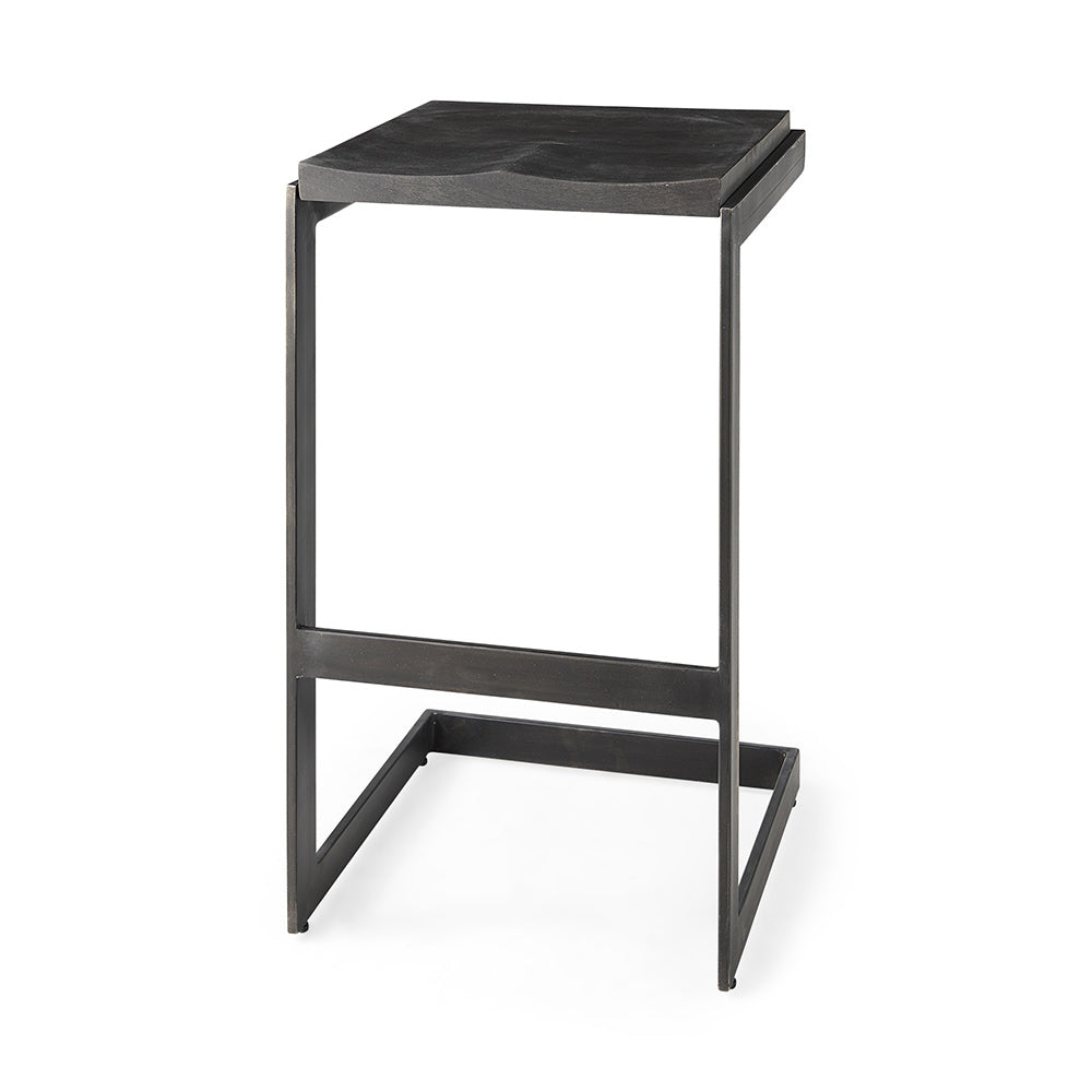 Mercana - Kiran 17L x 17W x 30H Black Wood W/ Black Metal Base C-Shape Bar Stool - 69172_CLOSEOUT view 1