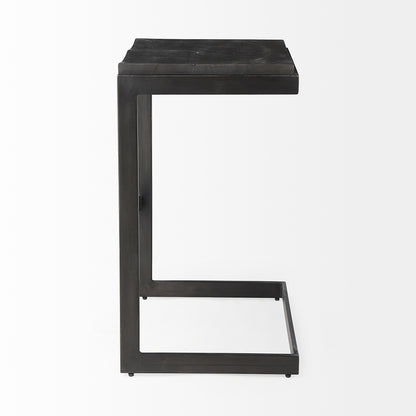 Mercana - Kiran 17L x 17W x 30H Black Wood W/ Black Metal Base C-Shape Bar Stool - 69172_CLOSEOUT view 3