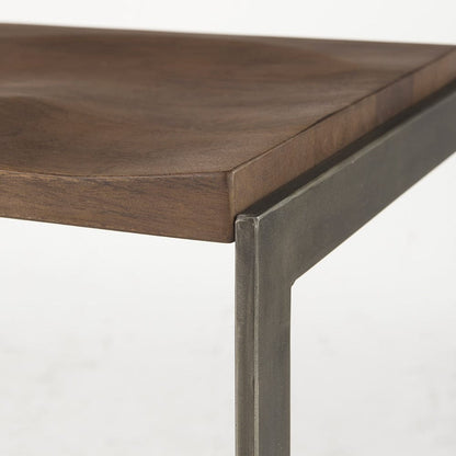 Mercana - Kiran 17L x 17W x 30H Medium Brown Wood W/ Antique Nickel Finished Metal Frame Bar Stool - 69173_CLOSEOUT view 6