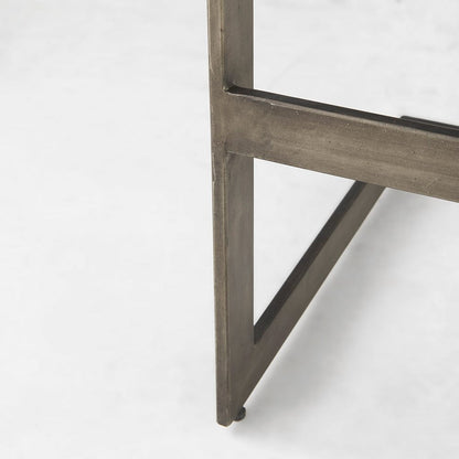 Mercana - Kiran 17L x 17W x 30H Medium Brown Wood W/ Antique Nickel Finished Metal Frame Bar Stool - 69173_CLOSEOUT view 8