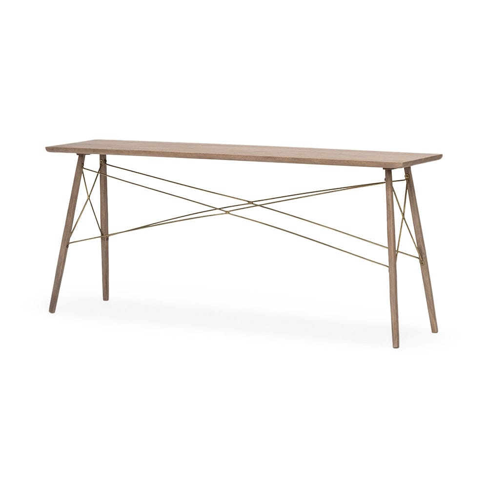 Mercana - Kirby I 66L x 16W Brown Wooden Cross Braced Console Table - 68220_CLOSEOUT view 1