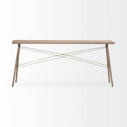 Mercana - Kirby I 66L x 16W Brown Wooden Cross Braced Console Table - 68220_CLOSEOUT view 2