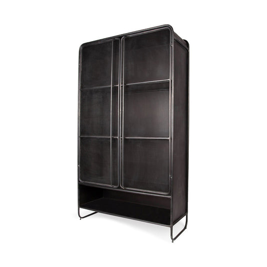 Mercana - Klaus 74.5" H Dark Brown Polished Metal Mesh Door Display Cabinet - 67691 view 1