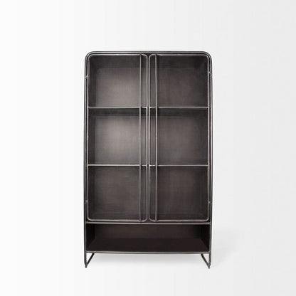 Mercana - Klaus 74.5" H Dark Brown Polished Metal Mesh Door Display Cabinet - 67691 view 3